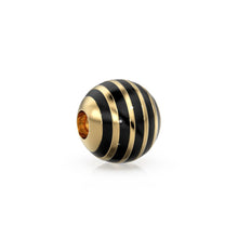 Load image into Gallery viewer, 6mm 18k Solid Yellow Gold Round Ball Striped Enamel Spacer Findings Beads (1 piece) St Patricks Day