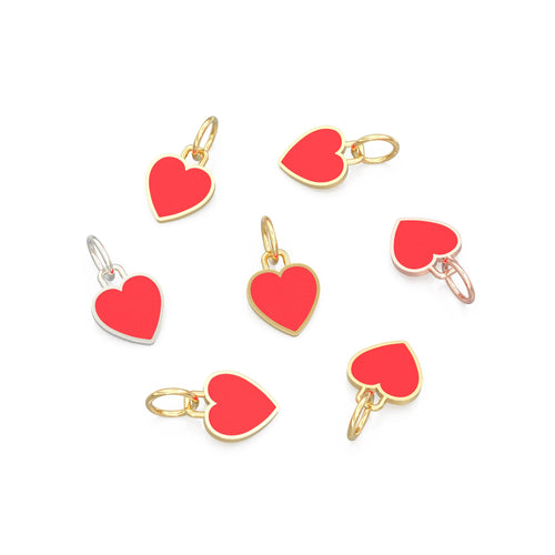 14K Real Solid Gold Red Heart Necklace for Women / Gold Heart Pendant / Dainty Tiny Enamel Heart / Minimalist Handmade Jewelry Gift for her - Jalvi & Co. 