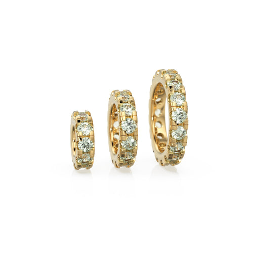 14k Gold Roundel Green Amethyst Charm, Amethyst Wheel Charm, Round Charm Holder, Eternity Round Amethyst Band Connector, February birthstone - Jalvi & Co. 