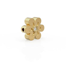 Load image into Gallery viewer, 7mm Diamond 18k Solid Yellow Gold Fancy Daisy Flower Design Spacer Finding Beads 2pcs