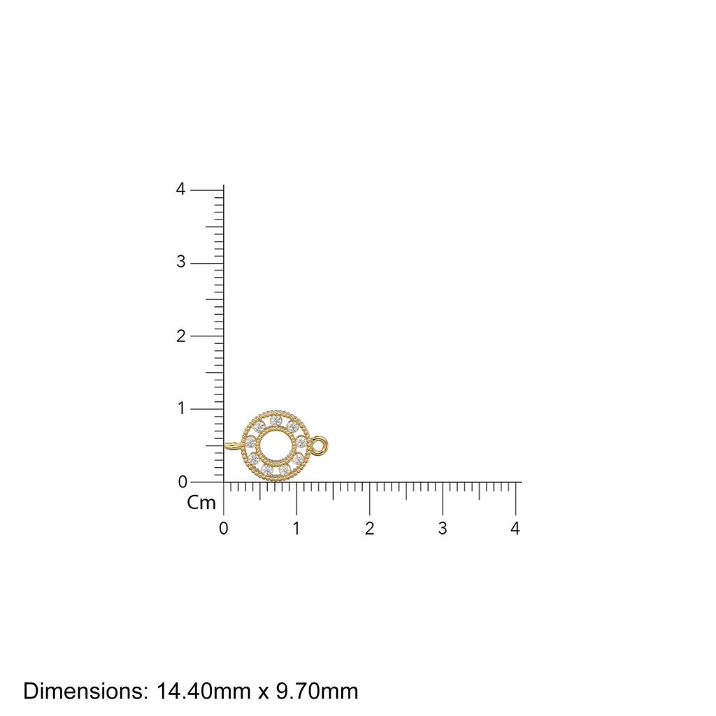 Round Gold Link 18k Solid Yellow Gold Brilliant Diamond Connector Spacer / Solid 14k Gold Handmade Link Finding - Jalvi & Co. 