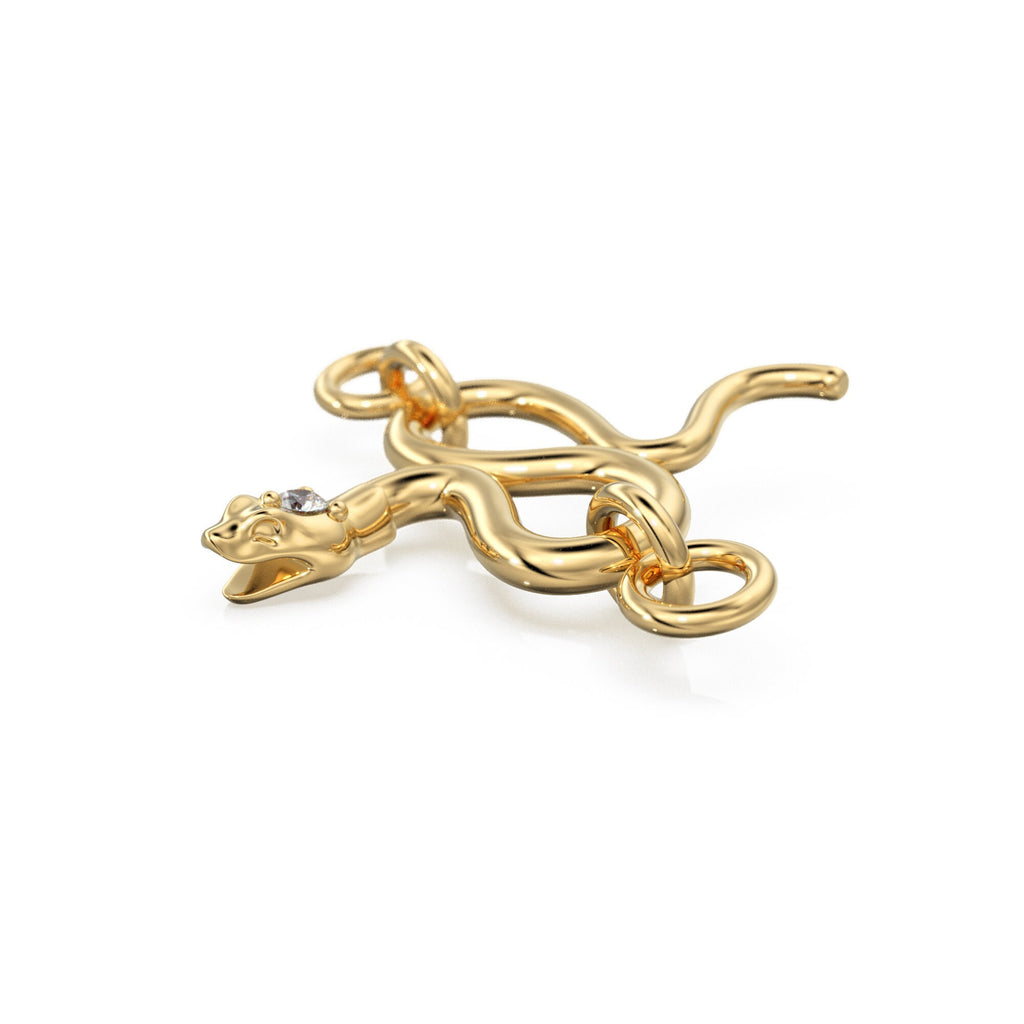 18k gold clasp / Snake serpent / Solid 18 carat yellow gold / Hook clasp / Designer jewelry findings / Nature organic exotic insects reptile