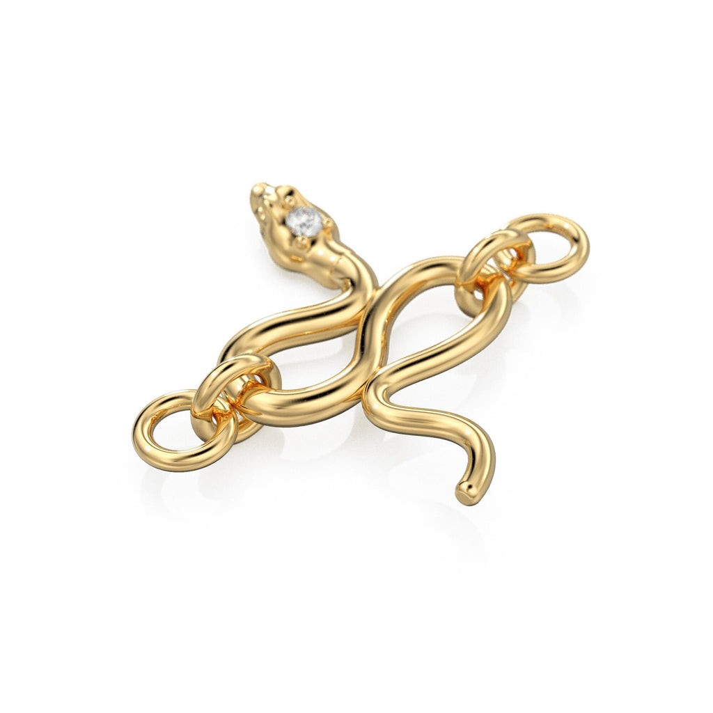 18k gold clasp / Snake serpent / Solid 18 carat yellow gold / Hook clasp / Designer jewelry findings / Nature organic exotic insects reptile