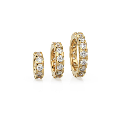 14k Gold Roundel Round Diamonds Charm, Diamonds Wheel Charm, Round Charm Holder, Eternity Round Diamonds Band Connector, April birthstone - Jalvi & Co. 