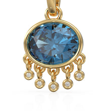 Load image into Gallery viewer, London Blue Topaz Oval Solid Gold Pendant / Natural Blue Gemstone Handmade Gold Charm / 14k Solid Yellow Gold Jewelry For Necklace