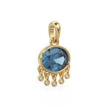 Load image into Gallery viewer, London Blue Topaz Oval Solid Gold Pendant / Natural Blue Gemstone Handmade Gold Charm / 14k Solid Yellow Gold Jewelry For Necklace