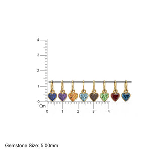 5mm Heart Diamond Charm Pendant / 18k Solid Gold Pendant / Heart Diamond Bezel Charm Pendant / Garnet Peridot Amethyst Citrine Blue Topaz - Jalvi & Co. 