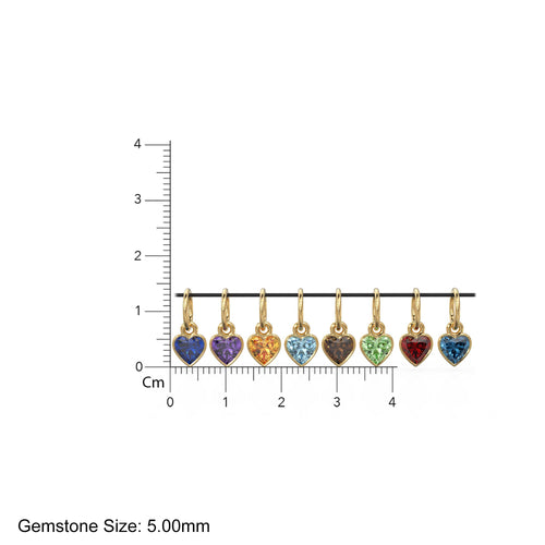 5mm Heart Diamond Charm Pendant / 18k Solid Gold Pendant / Heart Diamond Bezel Charm Pendant / Garnet Peridot Amethyst Citrine Blue Topaz - Jalvi & Co. 
