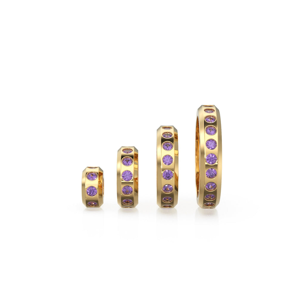 Real Amethyst 18k Solid Gold Eternity Rondelle Wheel Spacer Handmade Beads