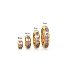 Load image into Gallery viewer, Real Amethyst 18k Solid Gold Eternity Rondelle Wheel Spacer Handmade Beads