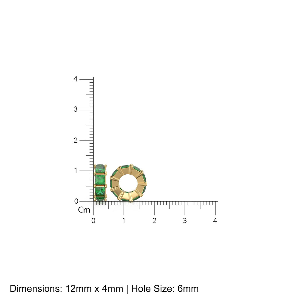 Large hole 12mm 18k Solid Yellow Gold Emerald Eternity Rondelle Wheel Bead Finding Spacer / Princess Cut Gold Bead / European Gold Big Bead