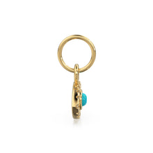 Load image into Gallery viewer, 10mmx12.5mm 14K Solid Yellow Gold Diamond Sleeping Beauty Turquoise Evil Eye Charm Necklace Pendant