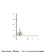 Load image into Gallery viewer, 10mmx12.5mm 14K Solid Yellow Gold Diamond Sleeping Beauty Turquoise Evil Eye Charm Necklace Pendant