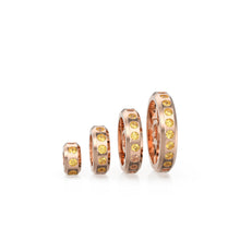 Load image into Gallery viewer, Real Golden Citrine 18k Solid Gold Eternity Rondelle Wheel Spacer Handmade Beads