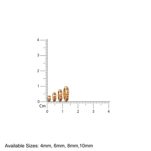 Real Red Garnet 18k Solid Gold Eternity Rondelle Wheel Spacer Handmade Beads - Jalvi & Co. 