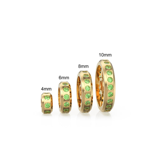 Real Green Arizona Peridot 18k Solid Gold Eternity Rondelle Wheel Spacer Handmade Beads - Jalvi & Co. 