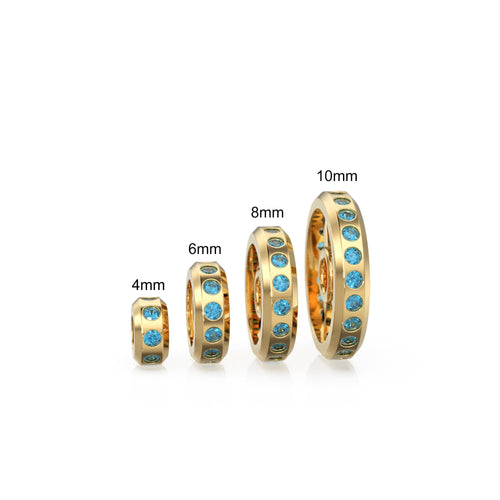 Real Swiss Blue Topaz 18k Solid Gold Eternity Rondelle Wheel Spacer Handmade Beads - Jalvi & Co. 