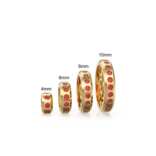 Real Red Ruby 18k Solid Gold Eternity Rondelle Wheel Spacer Handmade Beads - Jalvi & Co. 