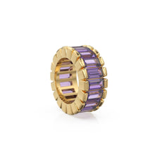 Load image into Gallery viewer, 14k Real Baguette Amethyst Gold Beads / Amethyst Rondelle Bead / Amethyst European Beads / Solid Gold Amethyst Enhancer Spacer Findings