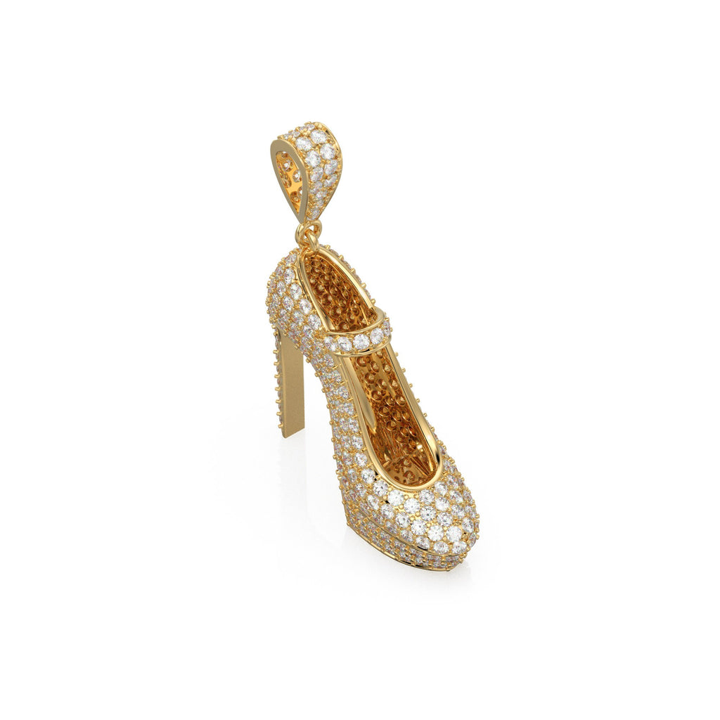 Pave Diamond Stiletto High Heel Shoe Charm / Diamond Pave High Heel Shoe Charm / Bracelet Charms / Necklace Charms / Pendant, 33mm x 24mm