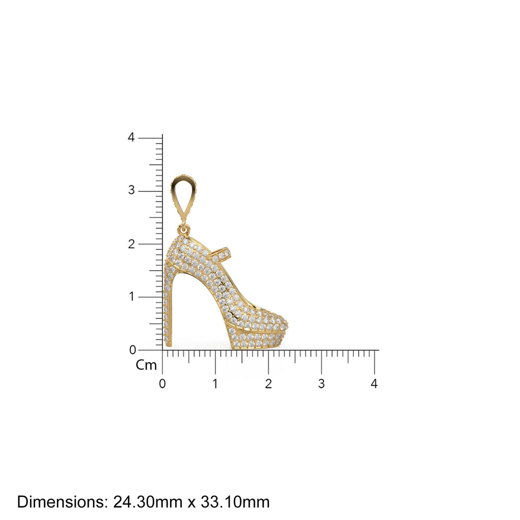 Pave Diamond Stiletto High Heel Shoe Charm / Diamond Pave High Heel Shoe Charm / Bracelet Charms / Necklace Charms / Pendant, 33mm x 24mm