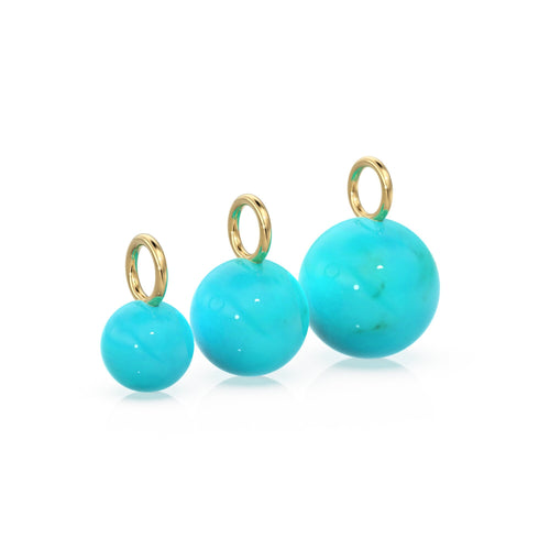 Enamel Turquoise 14k Gold Charm Pendant, Sleeping Beauty, Enamel Gold Findings, Enamel Jewelry, Turquoise Gold Charm - Jalvi & Co. 