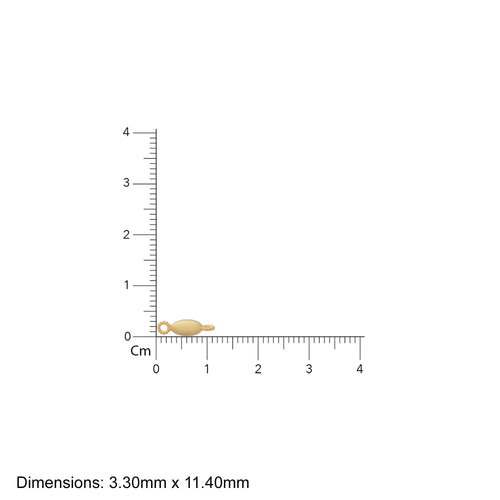 3.3mmx11.5mm 18k Solid Yellow Gold Matte Handmade Rice Nugget Connector With Loops Finding (5) - Jalvi & Co. 