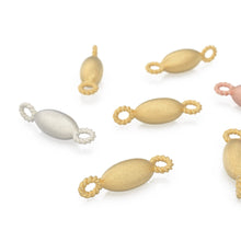 Load image into Gallery viewer, 3.3mmx11.5mm 18k Solid Yellow Gold Matte Handmade Rice Nugget Connector With Loops Finding (5)