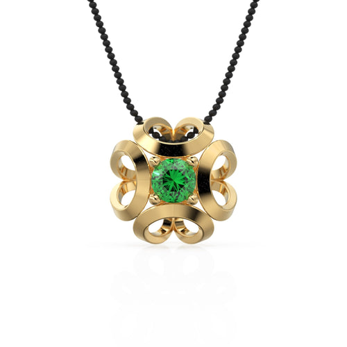 Fluid Geometric Emerald Gold Pendant / Emerald Handmade Solid 18k Gold Charm / Emerald Necklace / Necklace Charms / Pendant 11mm x 11mm - Jalvi & Co. 