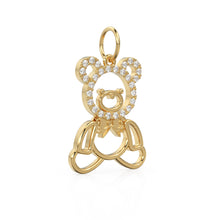 Load image into Gallery viewer, 14k Gold Teddy Charm Pendant / Diamond Teddy Bear / Pave Diamond Teddy Bear Pendant / Teddy for friend / Balloon Teddy Bear Pendant