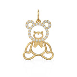 14k Gold Teddy Charm Pendant / Diamond Teddy Bear / Pave Diamond Teddy Bear Pendant / Teddy for friend / Balloon Teddy Bear Pendant