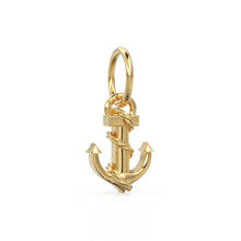 Load image into Gallery viewer, 14k Gold Anchor Charm Pendant / Solid Gold Ship Anchor / Navy Pendant / Navy Jewelry / Nautical Navy Seal Jewelry