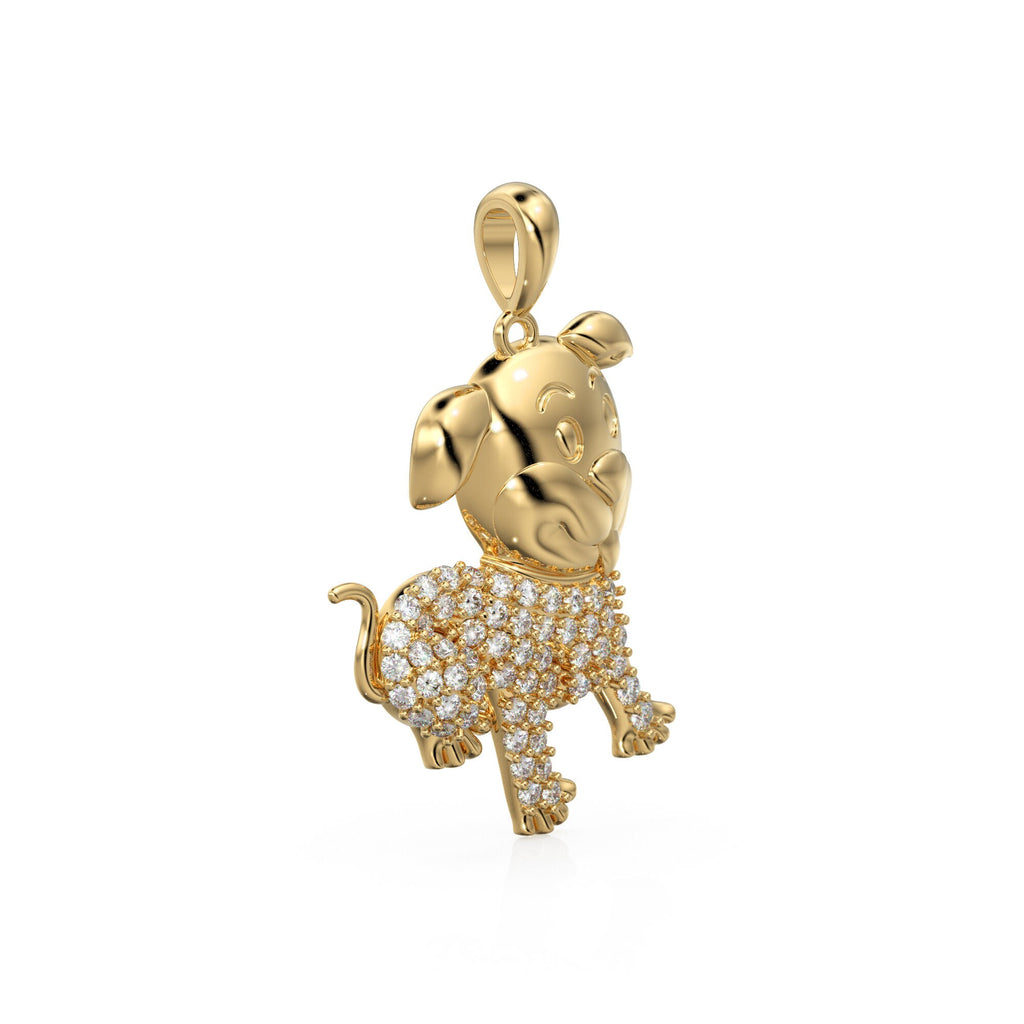 Dainty Puppy Dog Charm for Bracelet Necklace Earring Component 18k Solid Gold Pet Charm Collar Animal Pendant