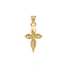 Load image into Gallery viewer, Floral Motif Diamond 14k 18k Solid Gold Charm Pendant, Flower Four Petal Charm, Gold Charm Finding, Nature Solid Gold Pendant