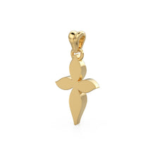 Load image into Gallery viewer, Floral Motif Diamond 14k 18k Solid Gold Charm Pendant, Flower Four Petal Charm, Gold Charm Finding, Nature Solid Gold Pendant