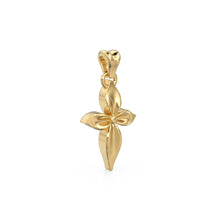 Load image into Gallery viewer, Floral Motif Diamond 14k 18k Solid Gold Charm Pendant, Flower Four Petal Charm, Gold Charm Finding, Nature Solid Gold Pendant