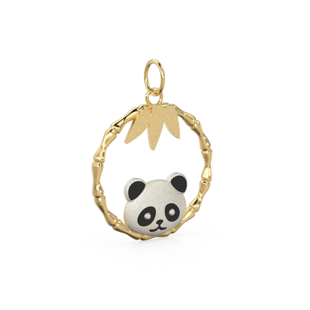 White Panda 18k Solid Gold Charm Pendant