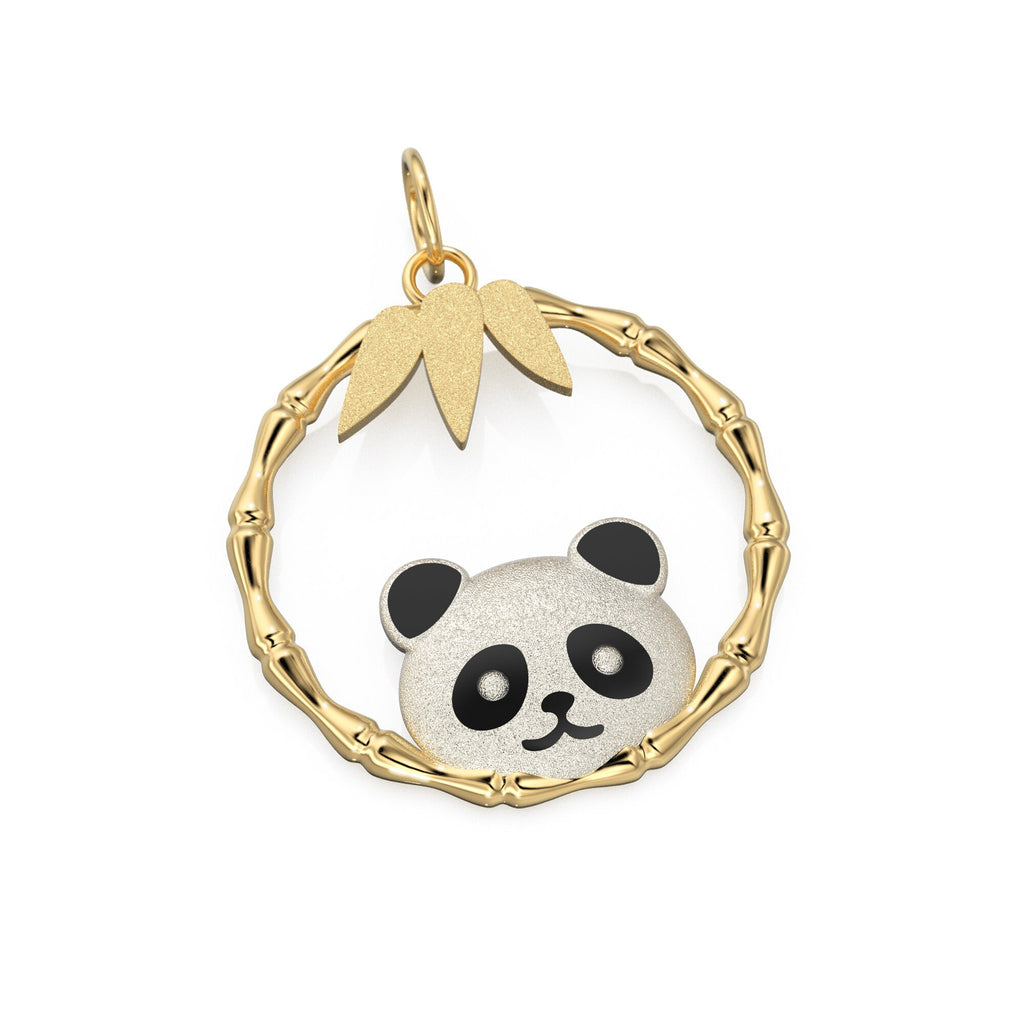 White Panda 18k Solid Gold Charm Pendant