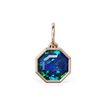 Load image into Gallery viewer, 8mm 14k Octagon Black Australian Opal Yellow Solid Gold Charm Pendant Bezel Jewelry Finding Charm for Necklace - Jalvi &amp; Co. 