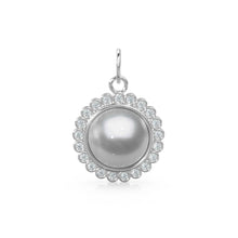 Load image into Gallery viewer, 26mm 14K Solid Yellow Gold Diamond Mabe Pearl Round Coin Shape Charm Necklace Pendant St Patricks Day
