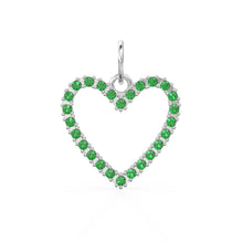 Load image into Gallery viewer, 22.6mm 14K solid Yellow Gold Green Emerald Large LOVE Heart Charm Necklace Pendant