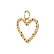 Load image into Gallery viewer, 22.6mm 14K solid Yellow Gold Green Red Garnet Large LOVE Heart Charm Necklace Pendant