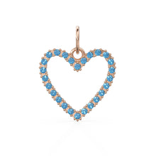 Load image into Gallery viewer, 22.6mm 14K solid Yellow Gold Swiss Blue Topaz Large LOVE Heart Charm Necklace Pendant