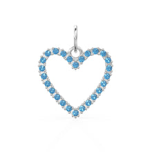 Load image into Gallery viewer, 22.6mm 14K solid Yellow Gold Swiss Blue Topaz Large LOVE Heart Charm Necklace Pendant