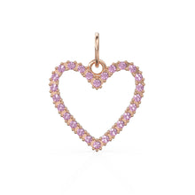 Load image into Gallery viewer, 22.6mm 14K solid Yellow Gold Baby Pink Tourmaline Large LOVE Heart Charm Necklace Pendant