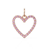 22.6mm 14K solid Yellow Gold Baby Pink Tourmaline Large LOVE Heart Charm Necklace Pendant