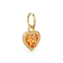 Load image into Gallery viewer, 2 Sided Citrine Puff Heart Solid Gold Charm / Natural Yellow Gemstone Handmade Gold Pendant / 14k Solid Yellow Gold Jewelry Making Finding