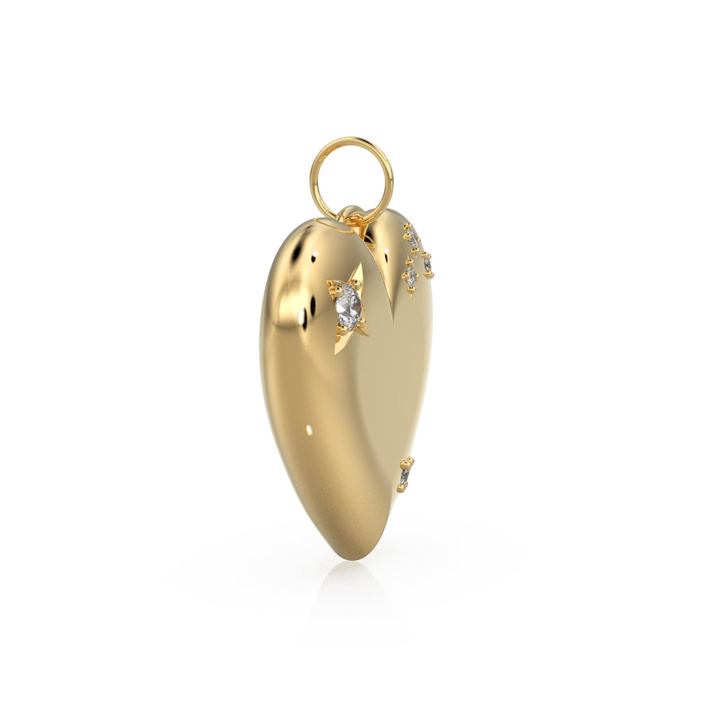 Huge Big Solid Yellow Gold Love Heart Charm / 18k Solid Gold Handmade Pendant / Valentine Love Necklace for her