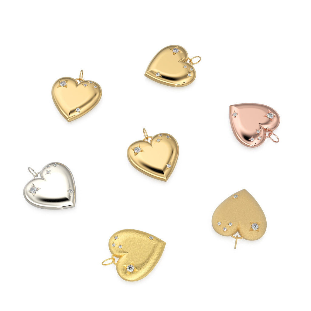 Huge Big Solid Yellow Gold Love Heart Charm / 18k Solid Gold Handmade Pendant / Valentine Love Necklace for her