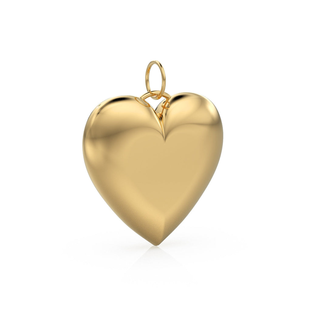 Huge Big Solid Yellow Gold Love Heart Charm / 18k Solid Gold Handmade Pendant / Valentine Love Necklace for her